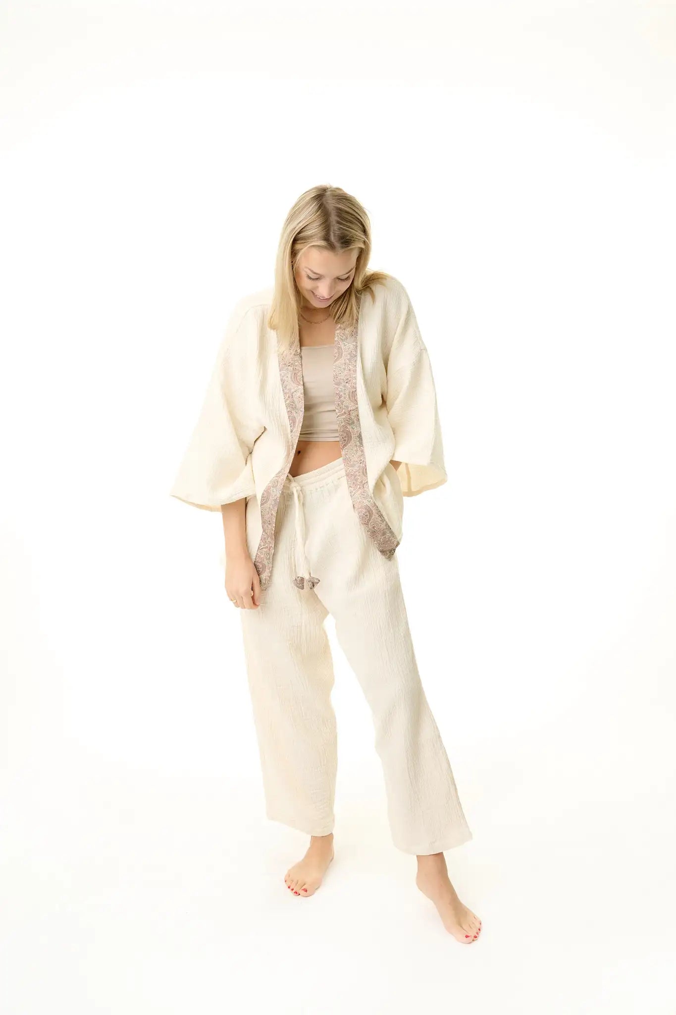 Sisters of Siam - Damen Musselin Bluse Beige