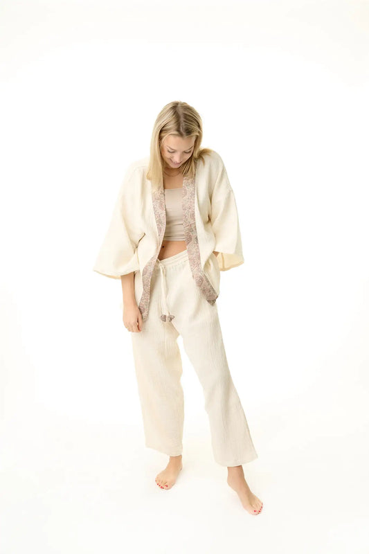 Sisters of Siam - Damen Musselin Bluse  Beige