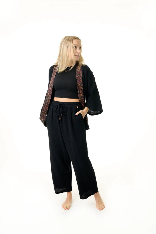 Sisters of Siam - Damen Musselin Bluse  schwarz