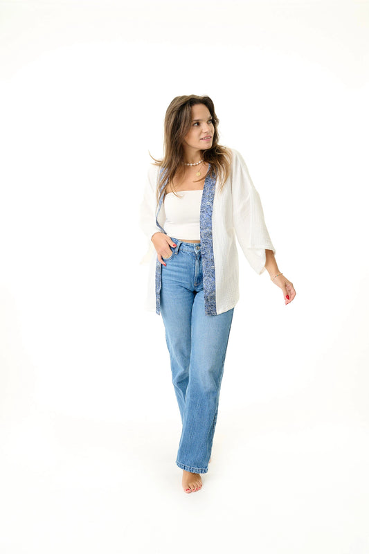 Sisters of Siam - Damen Musselin Bluse weiß