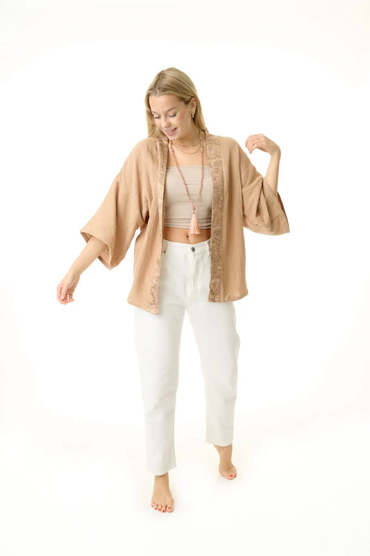 Sisters of Siam - Damen Musselin Bluse Gold