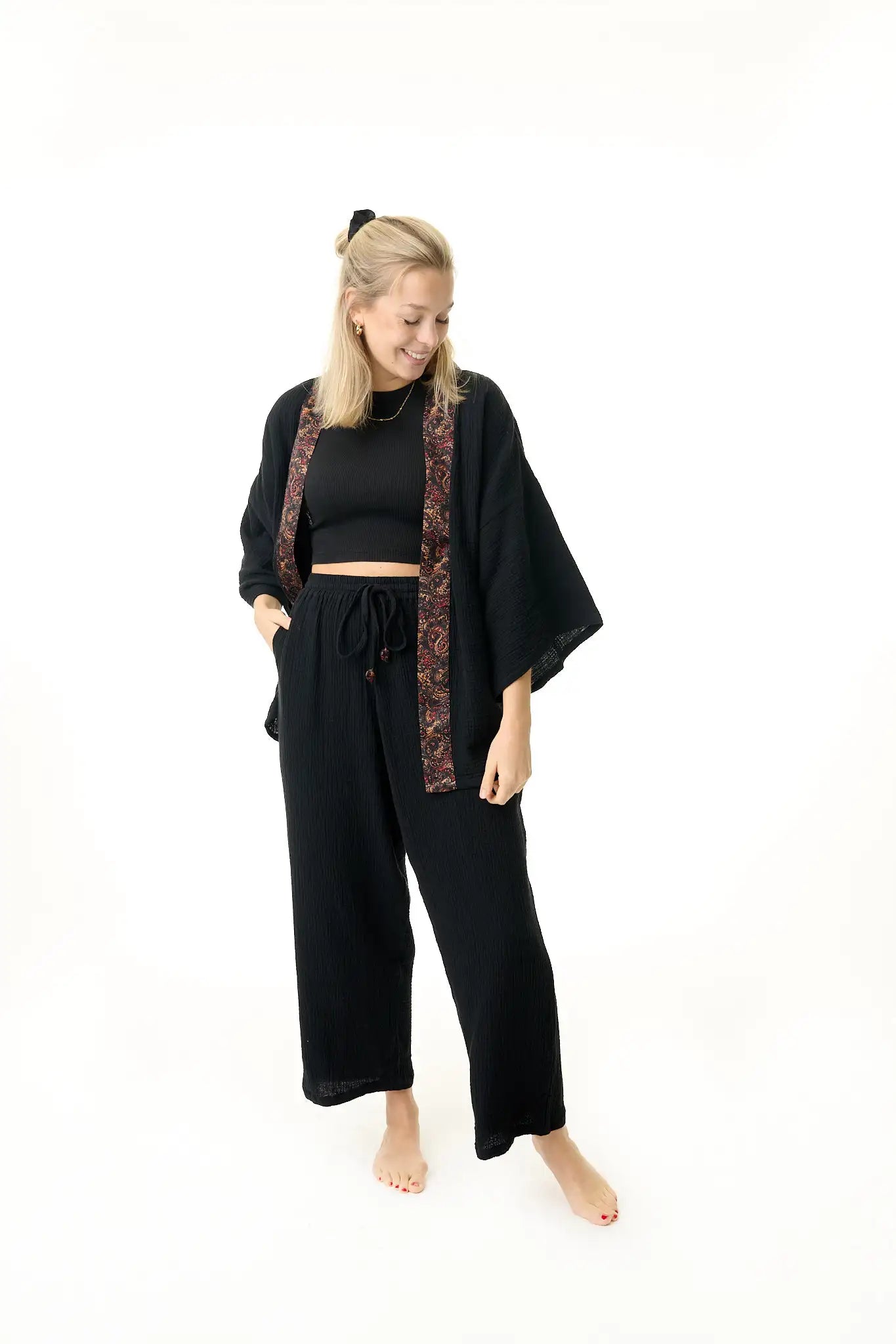Sisters of Siam - Damen Musselin Bluse  schwarz